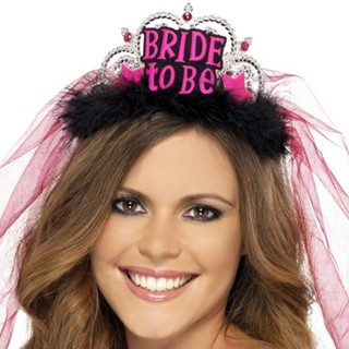 มงกุฎเจ้าสาว Bride to be Tiara with Pink Veil