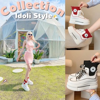 Idoli style รองเท้าผ้าใบเสริมส้น  พร้อมส่งในไทย