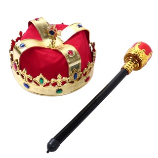 พร็อพคอสเพลย์ King Crown Prince Hat Scepter สําหรับเด็ก 2 ชิ้น