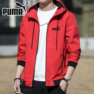 [ร้อน] PUMA แจ็คเก็ตของผู้ชายแจ็คเก็ตกันน้ำเกาหลีสีเขียวทหารแจ็คเก็ตแจ็คเก็ตกลางแจ้งเสื้อกันหนาวผู้ชายแจ็คเก็ตแขนยาวคุณภาพดี