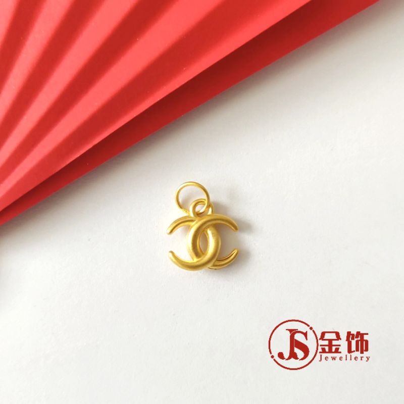 Js Jewellery 999 Gold CC Pendant999 Pure Gold Double C จี้ Loket Emas
