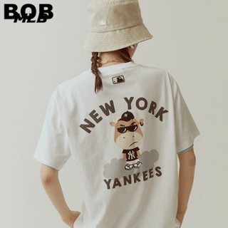 【เสื้อยืดใหม่】BOB พร้อมส่ง Mlb เสื้อยืดแขนสั้นทรงหลวมสีขาววัวสําหรับผู้ชายและผู้หญิง Tsc tshirt SMLXL2XL3XL unisex #polo