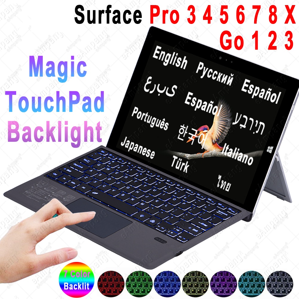 แป้ นพิมพ์ ไทย Type Cover Bluetooth Keyboard สำหรับ Microsoft Surface Pro34567  Pro 8 9 X 10 11 Surf