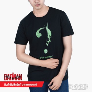 DOSH:MENS T-SHIRTS เสื้อยืดคอกลม แขนสั้น ผู้ชาย สีดำ ลิขสิทธิ์พิมพ์ลายBATMAN 2022 รุ่น9DBMT5265-BL