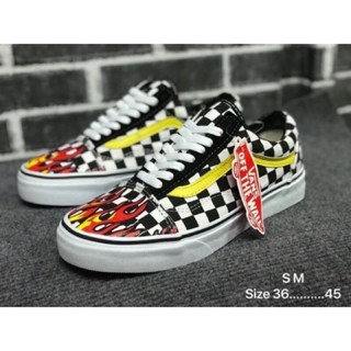 Vans Old Skool (size 36-44)ลายไฟ+หมากรุกขาวดำ หนอนสีเหลือง