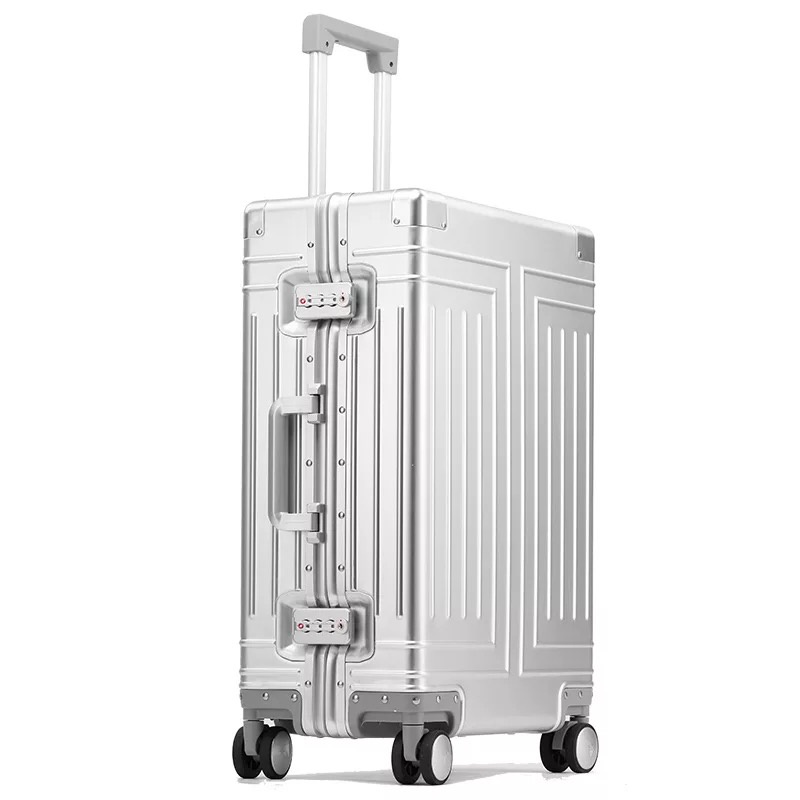 New top quality aluminum travel luggage business trolley suitcase bag spinner boarding carry on rolling luggage 20/24/26
