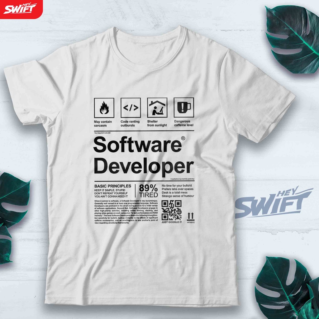 เสื้อยืด SOFTWARE DEVELOPER LABEL ENGINEER CODING PROGRAMMER TSHIRT เสื้อผ้า DISTRO