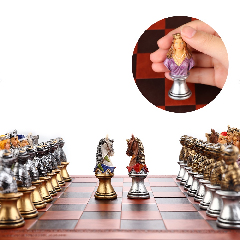 Playing Cards History Theme Chess Figures 32 Painted Chess Pieces Embossed Board Style Multi-choice Board Game Gift Coll