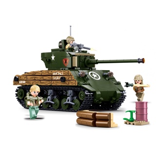 2in1 MOC WW2 2in1 M4A3 76W โมเดลบล็อกตัวต่อรถถัง ขนาดกลาง ของเล่นสําหรับเด็ก 715 ชิ้น