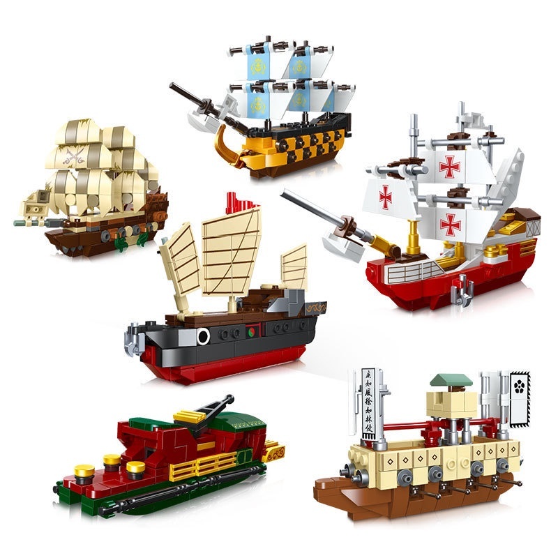 LEGO BattleเรือโจรสลัดเรือCaribbean Black Pearlเรือทหารชุดบล็อกอาคารอิฐก่อสร้างของเล่นสำหรับเด็ก