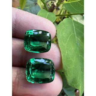 lab emerald 9x7mm Cushion shape hardness 7 -Total 2  pieces 10 carats