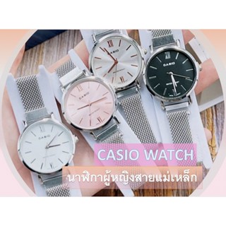 (พร้อมกล่อง) CASlO นาฬิกาผู้หญิง สายแม่เหล็ก freesize นาฬิกาข้อมือคาสิโอ้ กันน้ำ สีเงิน,โรสโกลว์ นาฬิกาสายแม่เหล็ก RC637