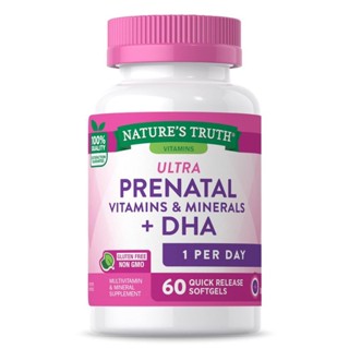 Natures Truth Prenatal Vitamins with DHA and Folic Acid Softgels, Non GMO &amp; Gluten Free, 60 Count