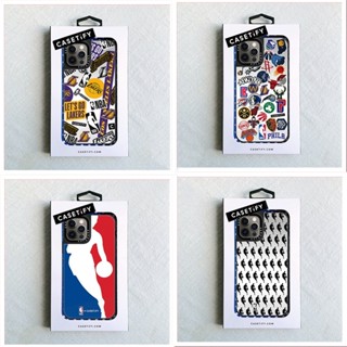 Original CASETiFY NBA Signature Mania กรณีชุบกระจกแต่งหน้าปลอก For iPhone 7 8 Plus 7 + 8 + X XS XR 11 12 13 หรือ 13 Pro Max SE 2020 ทีมบาสเกตบอล Nets โลโก้ Impact Hard PC ฝาครอบซิลิโคน