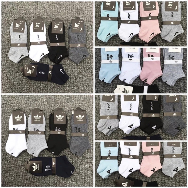 ถุงเท้ากีฬา（1แพ็คมี10คู่5สี/มี4แบบให้เลือก)ข้อสั้น ถุงเท้าผู้หญิงใส่ทำงาน เนื้อนุ่ม คละสี ใส่สบาย