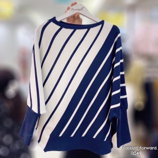 🇰🇷New🇰🇷  Korea knitted stripe top แขนยาวผ้าทอเนื้อนิ่ม ไม่หนามากใส่สบาย