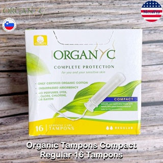 Organyc Organic Tampons Compact Regular Absorbency 16 Tampons ผ้าอนามัยแบบสอด 16 ชิ้น ออแกนิก สำหรับวันมาน้อย ขนาดเล็กก