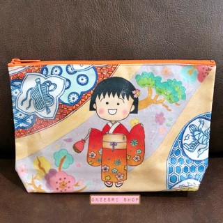 กระเป๋า Pouch แบบผ้าเคลือบ ลาย Chibi Maruko by Momoko Sakura (Japan Summer) ขนาด 12.5 x 20.5 x 4.5 ซม.