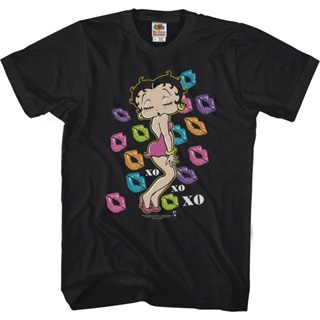 Kisses Betty Boop T-Shirt เสื้อยืดวินเทจ เสื้อยืดสไตล์เกาหลี เสื้อยืดสีขาว เสื้อยืดสวยๆ