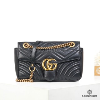 GUCCI MARMONT 26 BLACK CHEVRON GHW