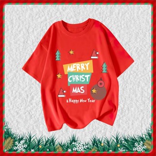 เสื้อยืดใหม่ เสื้อยืดคริสต์มาส เสื้อยืดคริสต์มาส เสื้อคริสต์มาส Christmas &amp; Happy new yea K-006 เสื้อยืดคริสต์มาส ซานต้า