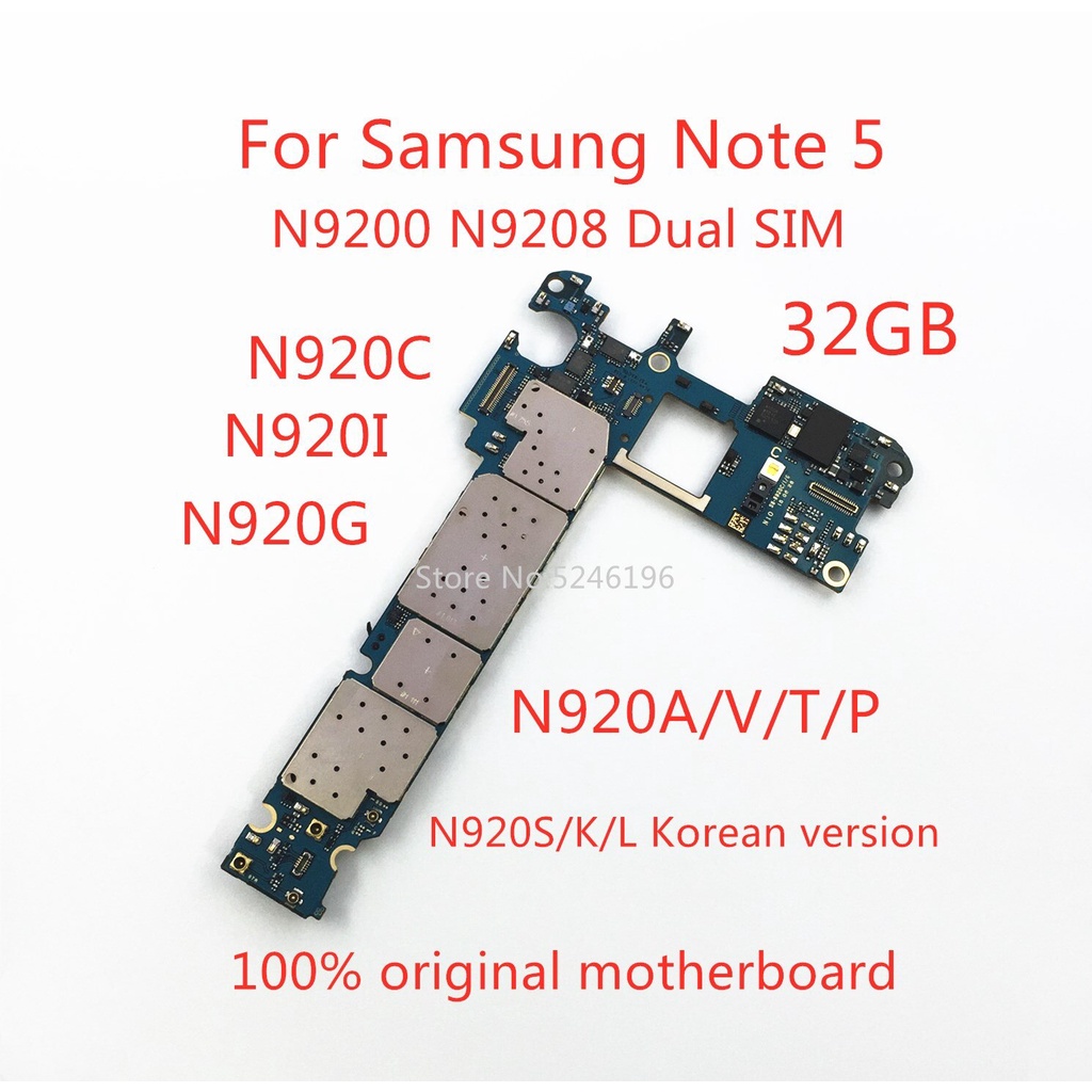 สําหรับ Samsung Galaxy หมายเหตุ 5 N9200/N9208 N920C/I/G N920A/V/T/P N920S/K/L 32GB เมนบอร์ดระบบปลดล็