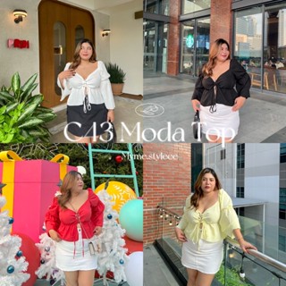 C43 Moda top เสื้อครอปผูกหน้าสาวอวบ