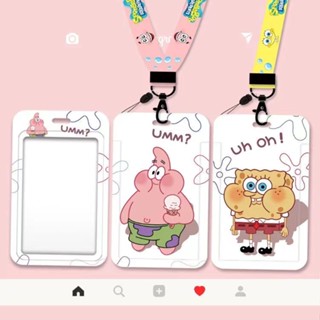 เคสป้องกัน พวงกุญแจ ลาย SpongeBob น่ารัก สําหรับใส่บัตรรถบัส บัตรจราจร บัตรนักเรียน บัตรรถไฟใต้ดิน บัตรนักเรียน