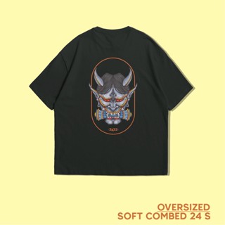 oversize T-shirt เสื้อยืดแขนสั้น พิมพ์ลาย Supernova oni mask japan 24 โอเวอร์ไซซ์ พรีเมี่ยม สําหรับผู้ชาย และผู้หญิง S-5