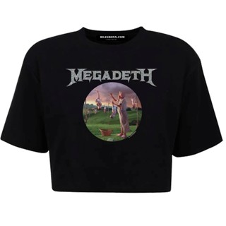 Blaxroxx เสื้อครอป วง Megadeth® ลิขสิทธิ์แท้ (C-MGD002) เสื้อยืดคอกลมแขนสั้น เสื้อยืด เสื้อสกรีนลาย เสื้อวินเทจ