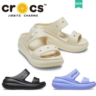 crocs แท้  100% CRUSH SANDAL รองเท้าแตะส้นสูง พื้นหนา กันลื่น มีรูกลวง เหมาะกับเดินชายหาด สําหรับผู้หญิง#207670