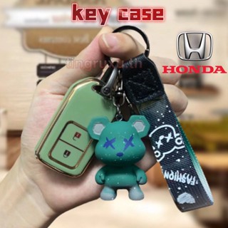 ปลอกกุญแจรีโมตรถยนต์ 2 3 4 ปุ่ม ขอบสีทอง สําหรับ Honda JAZZ CITY CRV CIVIC ACCORD honda key case honda key bag