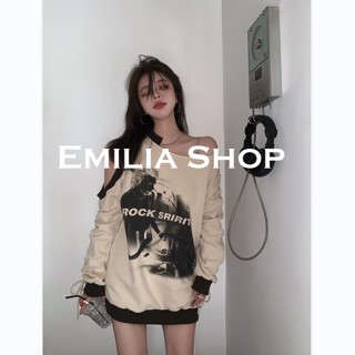 EMILIA SHOP เสื้อ เสื้อครอป เสื้อผ้าแฟชั่นผู้หญิง เสื้อแขนยาวไหมพรม 2022 ใหม่ ES220320