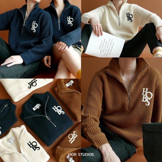 🔥️ทักแชทรับโค้ดลดเพิ่ม Knit Polo Sweater with Half Zip HOB STUDIOS