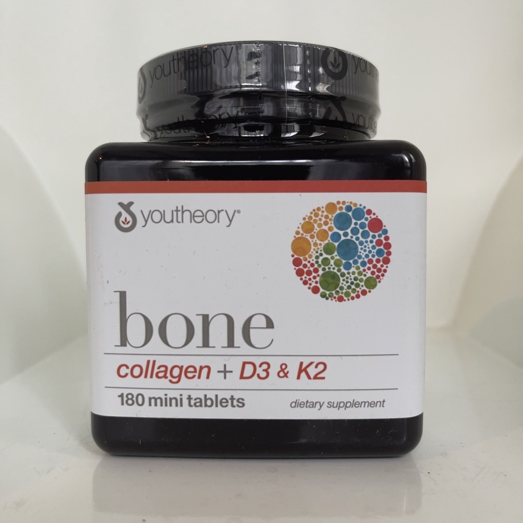 บำรุงกระดูก เต็มคอลลาเจน Youtheory  Bone, Collagen + D3 & K2, 180 Mini Tablets