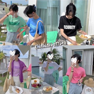 Cicishop(SE0608)เสื้อยืดโอเวอร์ไซส์ สไตล์เกาหลีน่ารัก ปักลายลายอังกฤษสีสวย เนื้อผ้าดีใส่สบาย