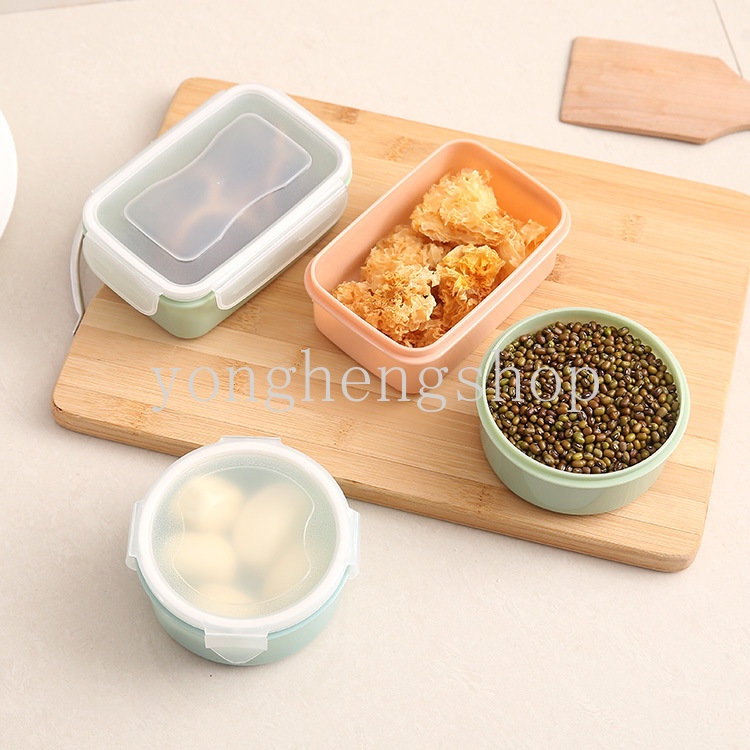 ผลไม ้ ภาชนะเก ็ บอาหารตู ้ เย ็ นมินิกล ่ องเก ็ บสดพร ้ อมฝาปิดเด ็ กอาหารกลางวัน Bento กล ่ องห ้ องครัวแบบพกพาปิดผนึกกล ่ อง