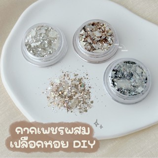 ☾ (พร้อมส่ง) กากเพชรแต่งเล็บ เปลือกหอยตกแต่งเล็บ กากเพชรผสมเปลือกหอย กากเพชร DIY ✨