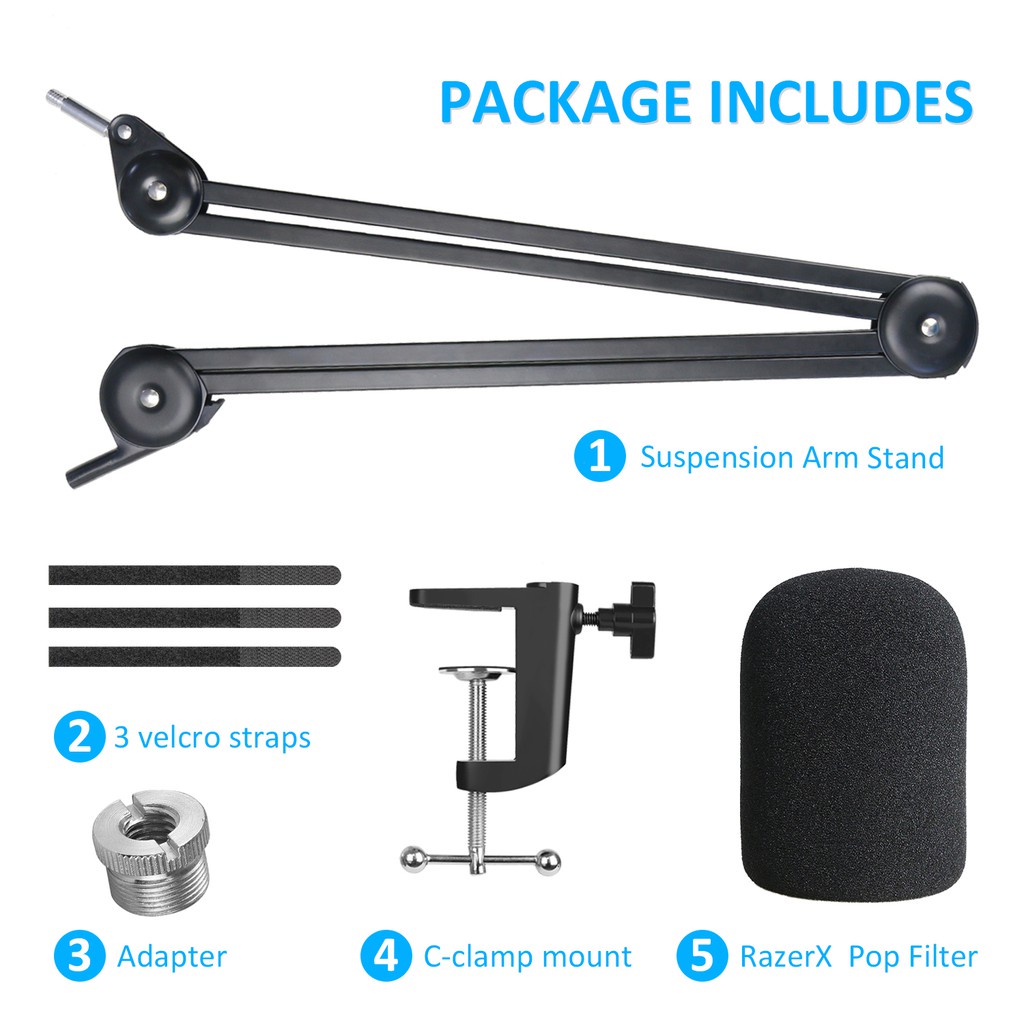 Razer Seiren X Boom Arm Mic Stand with Pop Filter - Professional Broadcast Boom Arm for Razer Seir #6