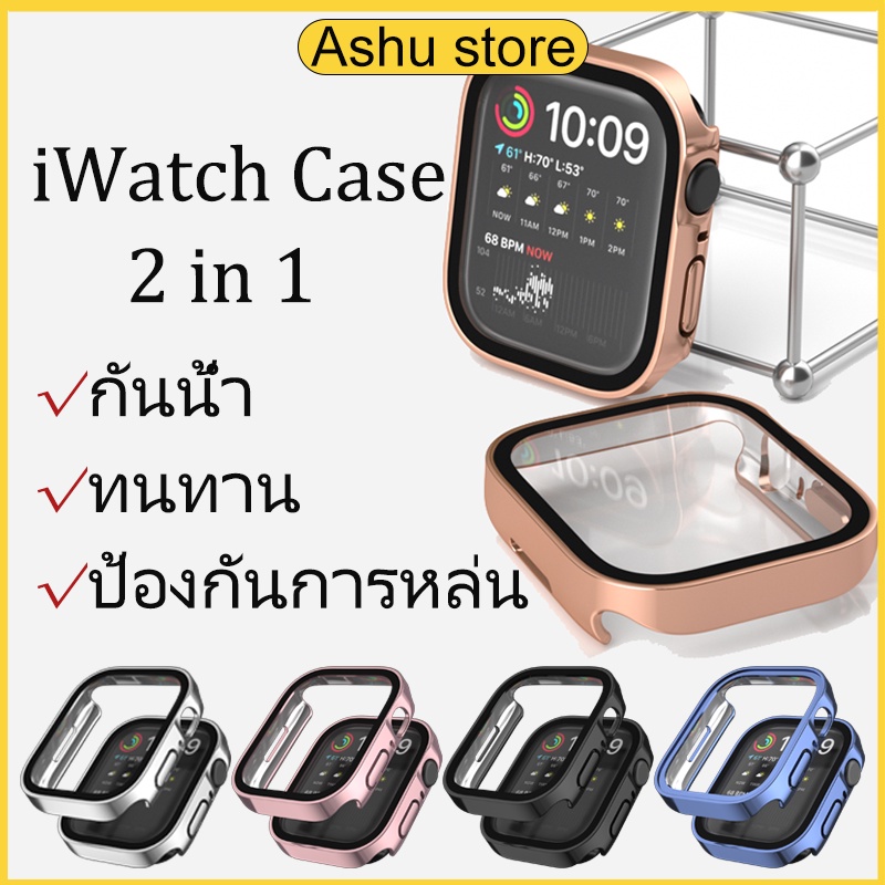 เคส + ฟิล์มกันน้ำ iWatch series10/11 42mm46mm iwatch9 8 7 6 se 5 4ฟิล์มกระจกนิรภัยป้องกันหน้าจอ 40/41/44/45/49มม.