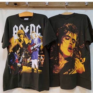 ACDC⚡️เสื้อยืดผ้าฟอก Unisex Cotton 💯 งานใหม่ ทำเก่า ผ้าฟอกเฟดนุ่ม ไร้ตะเข็บข้าง สกรีนจม หน้าหลัง ⚡️⚡️