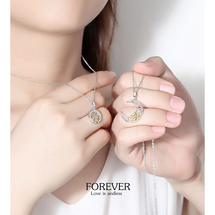 Dear star NKC-002 สร้อยคอคู่เงินแท้ 92.5% ดาวเคียงเดือน ไม่แยกขาย