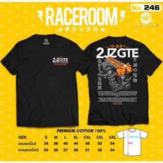 เสื้อยืดลาย 2JZ GTE สีดำคอกลม