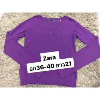 ต้อนรับลมหนาวZARA แท้🔥🔥sales🔥Violet  Cozy Lightweight Double V Neck Sweater/Pullover เสื้อzara คอวี ของแท้