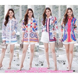 (อก46) B3883 NINE ROOM เสื้อเชิ๊ตแขนยาวคอปกพร้อมสาบกระดุมยาวด้านหน้า ผ้าพรีเมี่ยมซอฟท์โพลี่ฯผสมซิลล์ เนื้อผ้าไม่อมความร