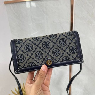 TORY BURCH T MONOGRAM JACQUARD CHAIN WALLET