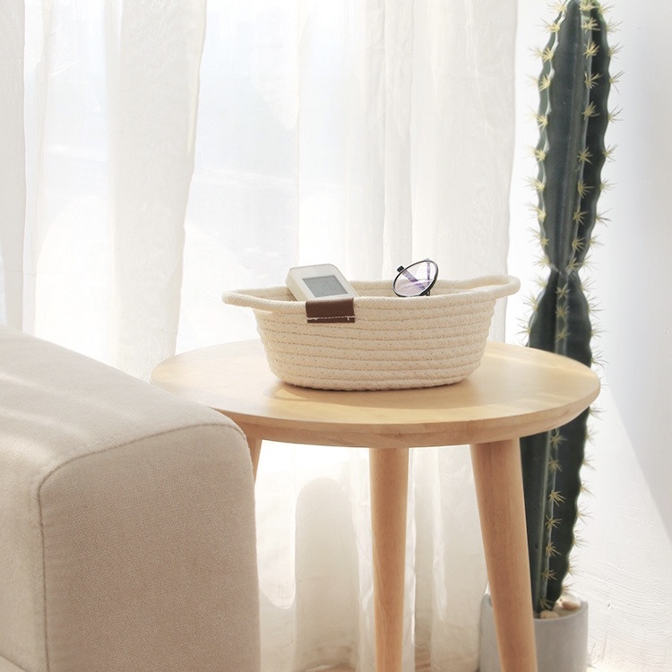 ตะกร้าผ้าฝ้าย กล่องจัดเก็บอุปกรณ์ กล่องเก็บของ ตะกร้าผ้า เก็บเครื่องสำอางค์ ตะกร้าจัดระเบียบของ - รูปที่ 3