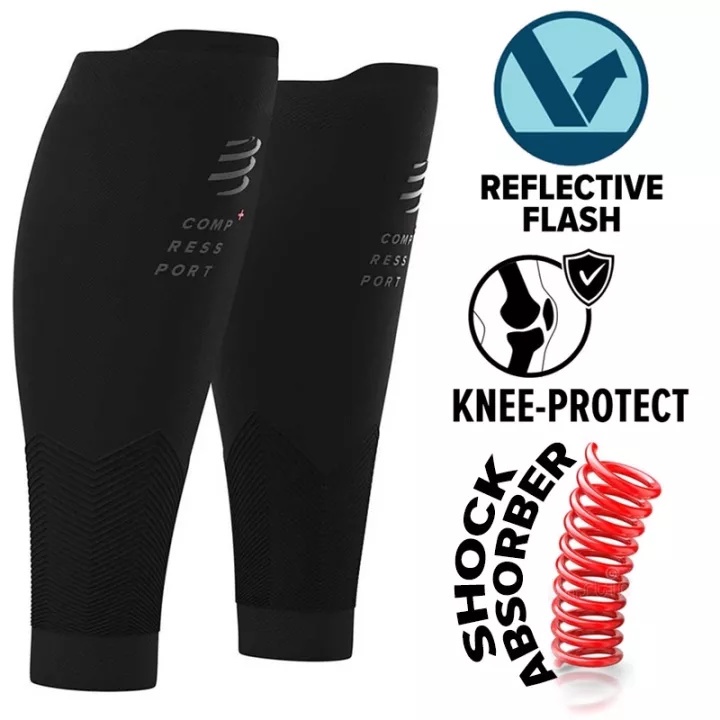 Compressport R2v2 Flash Calf Sleeves - สีดํา