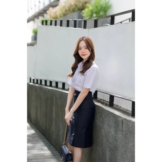 กระโปรงพิธีการ สีกรม รับปริญญา ผ้าเสริท สีกรมท่า มีกระเป๋าลับ ใส่โทรศัพท์ ความยาว 22-24-26 เอว ( 23 -40)
