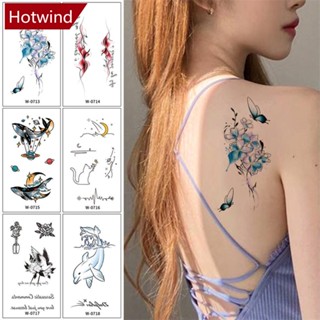 Hotwind สติกเกอร์รอยสักชั่วคราว ลายการ์ตูนดอกไม้ กันน้ํา แบบใช้แล้วทิ้ง สําหรับผู้หญิง N4T1